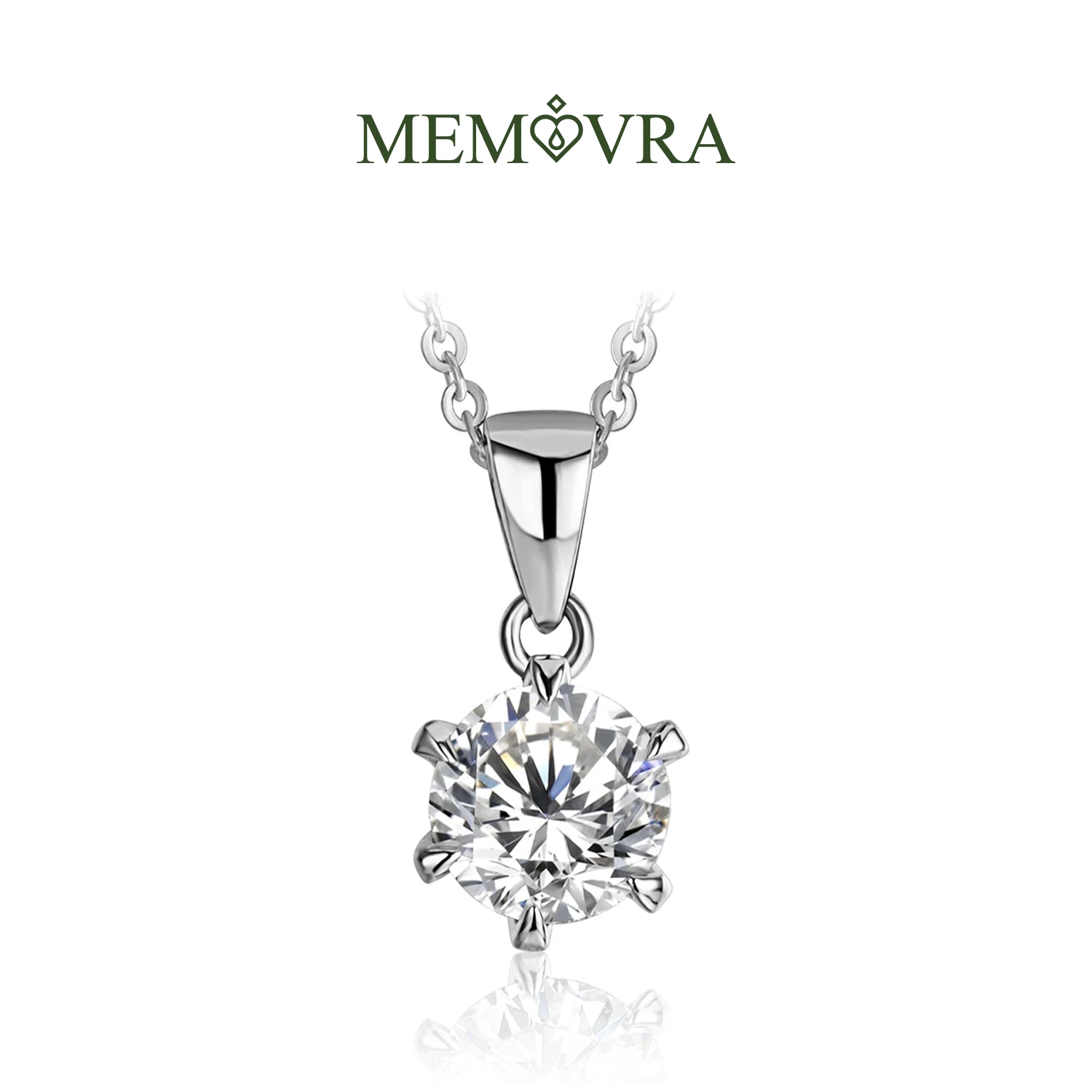 Memovra Classic Moissanite Diamond Pendant Necklace
